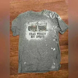 "Chase Whiskey Not Cowboys" Bleached Graphic Tee